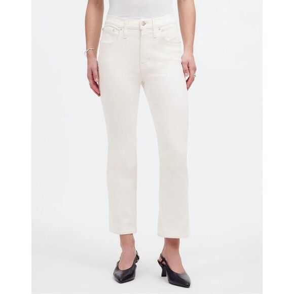 Madewell Kick Out Crop Jeans Pure White Size 24 NWT - Picture 2 of 9